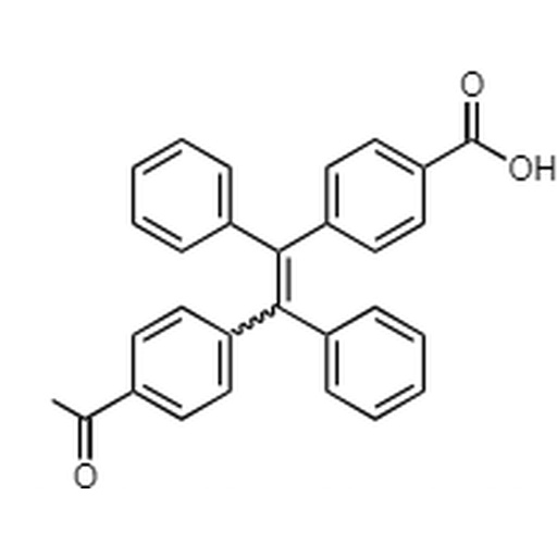 Compound TPE-CA C28H20O4 , CAS number: 1002339-79-8, Full name: 4,4′-(1,2-Diphenylethene-1,2-diyl)dibenzoic acid